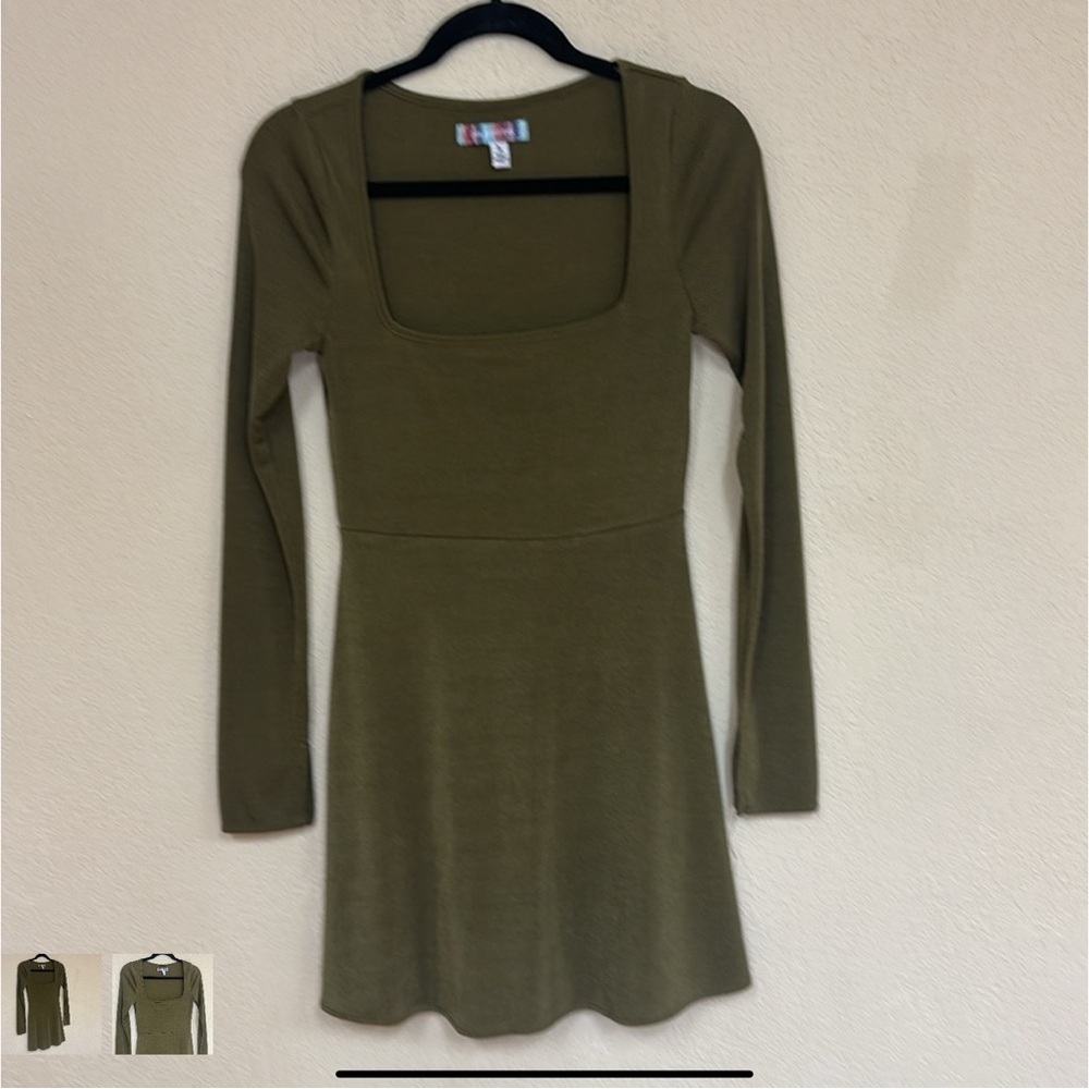 Olive Green Long Sleeve Dress by URBAN OUTFITTERS Large